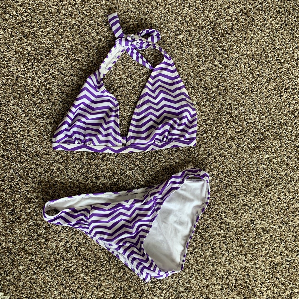 ASOS Purple and White Chevron Bikini Swimsuit
